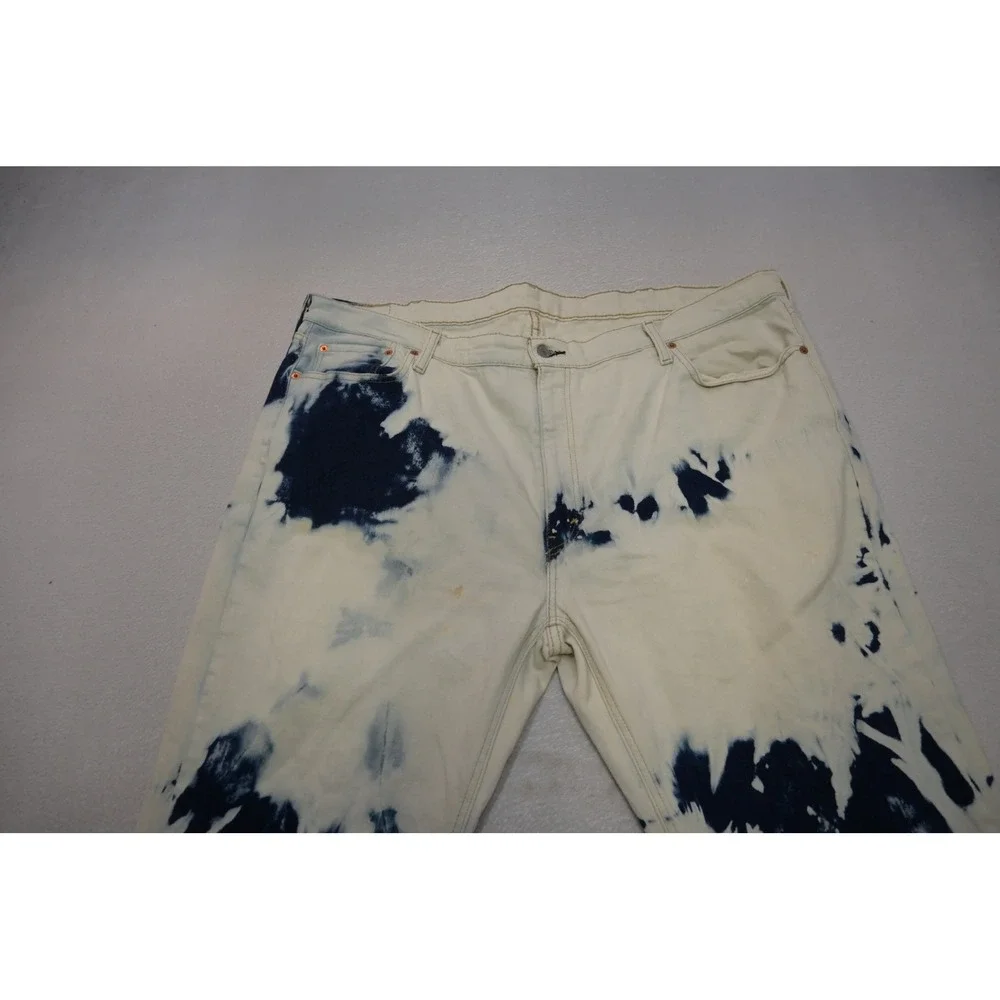 Levis 541 Athletic Taper Jeans Mens 42x32 Cream Indigo Tie Dye Denim Good